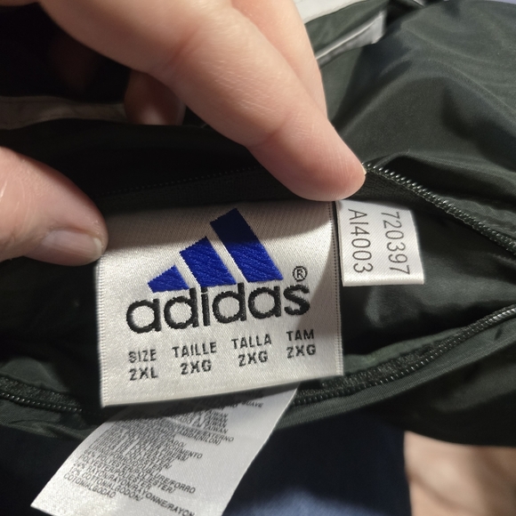 Vtg 90s Y2k Adidas Reversible Sweatshirt Lined Green Grey Heavyweight Jacket 2XL - Picture 9 of 16